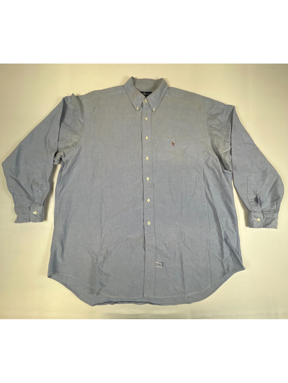 Ralph Lauren Yarmouth Mens Shirt 17 1/2 35 Blue Cotton Long Sleeve Button Down